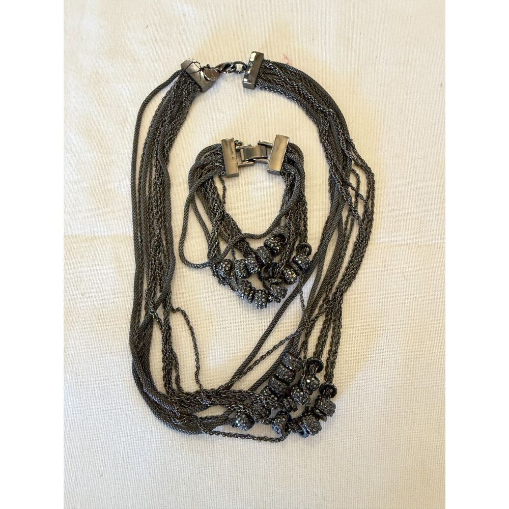 Talbots Black Metal Necklace & Bracelet Set Gorgeous